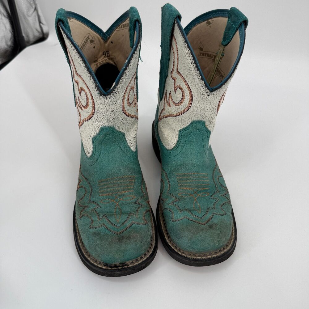 Ariat Boots Fat Baby Heritage Western Harmony Teal White Y2k Vintage Rodeo Sz 9B - Picture 4 of 11